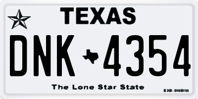 TX license plate DNK4354