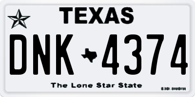 TX license plate DNK4374