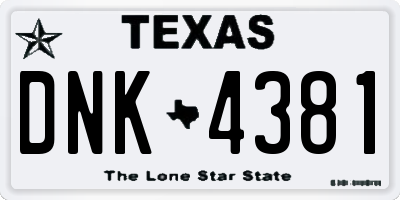TX license plate DNK4381