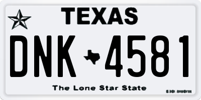 TX license plate DNK4581