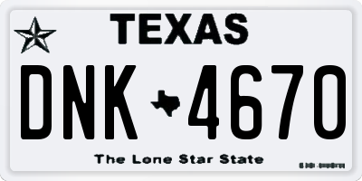 TX license plate DNK4670