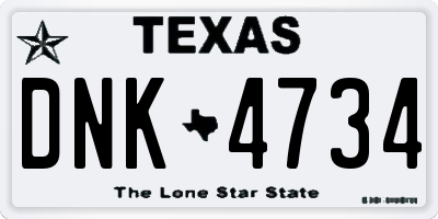 TX license plate DNK4734