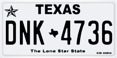 TX license plate DNK4736