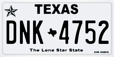 TX license plate DNK4752