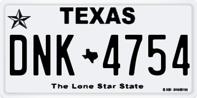 TX license plate DNK4754