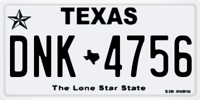 TX license plate DNK4756