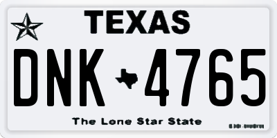 TX license plate DNK4765