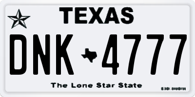 TX license plate DNK4777
