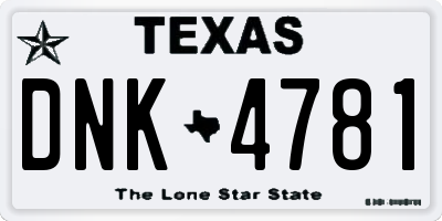 TX license plate DNK4781