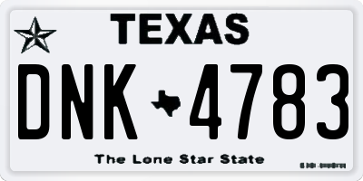 TX license plate DNK4783
