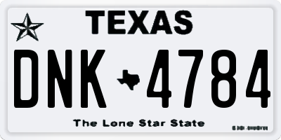 TX license plate DNK4784
