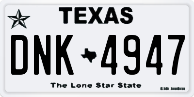 TX license plate DNK4947