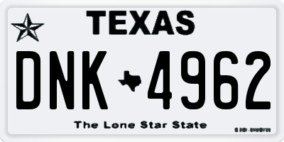 TX license plate DNK4962