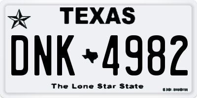 TX license plate DNK4982