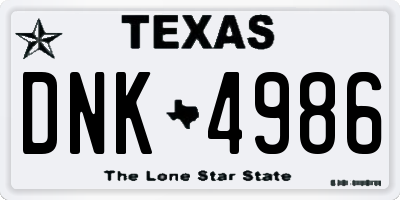 TX license plate DNK4986