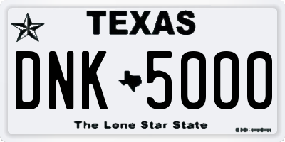 TX license plate DNK5000
