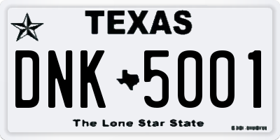 TX license plate DNK5001