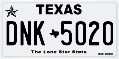TX license plate DNK5020