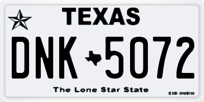 TX license plate DNK5072