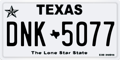TX license plate DNK5077