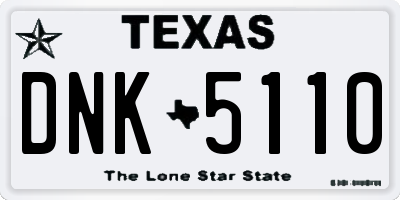 TX license plate DNK5110