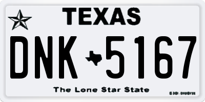 TX license plate DNK5167
