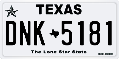 TX license plate DNK5181