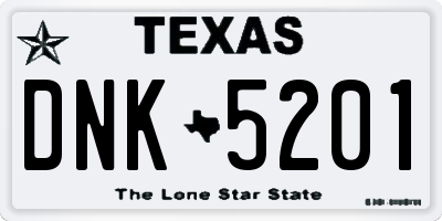 TX license plate DNK5201