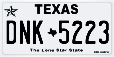 TX license plate DNK5223