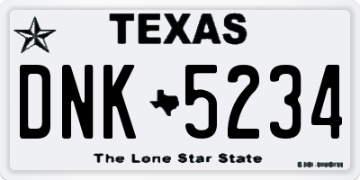 TX license plate DNK5234