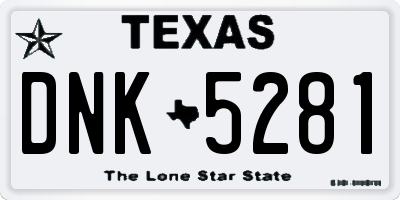 TX license plate DNK5281