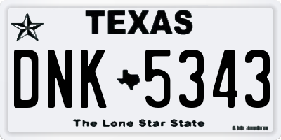 TX license plate DNK5343