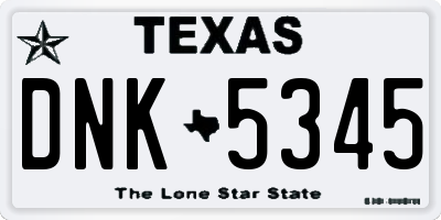 TX license plate DNK5345
