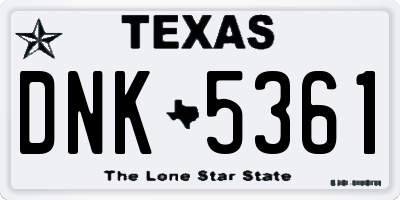 TX license plate DNK5361