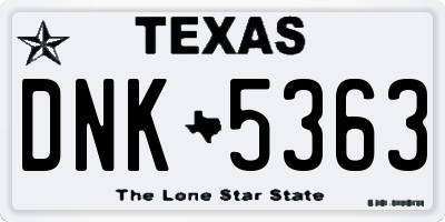 TX license plate DNK5363