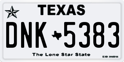 TX license plate DNK5383
