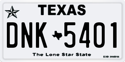 TX license plate DNK5401