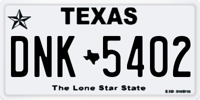 TX license plate DNK5402