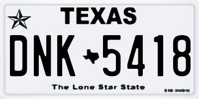 TX license plate DNK5418