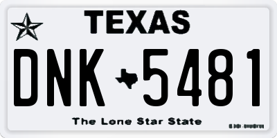 TX license plate DNK5481