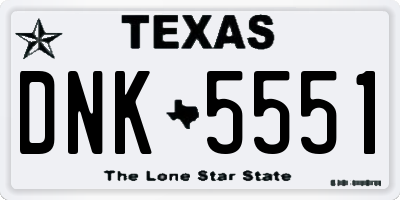 TX license plate DNK5551