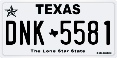 TX license plate DNK5581