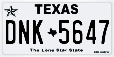 TX license plate DNK5647