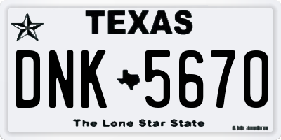 TX license plate DNK5670