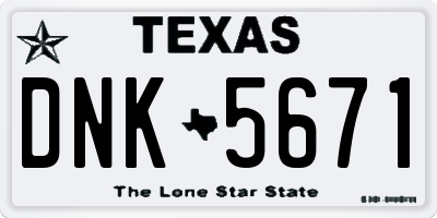 TX license plate DNK5671