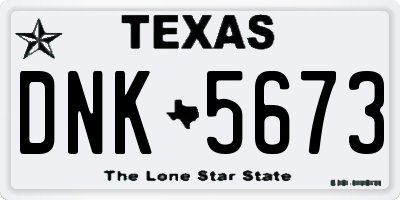 TX license plate DNK5673