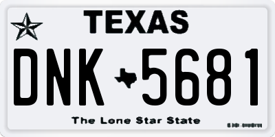 TX license plate DNK5681