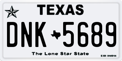 TX license plate DNK5689