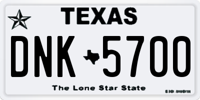 TX license plate DNK5700