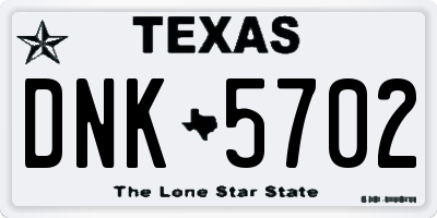 TX license plate DNK5702